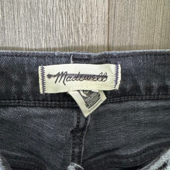 Madewell Mid-Rise Stovepipe Jeans in Armand Wash WMNS P27 Black Raw-Hem Petite - Picture 8 of 12